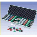 500 Piece Dice Poker Chips W/ Aluminum Poker Set (Screened)